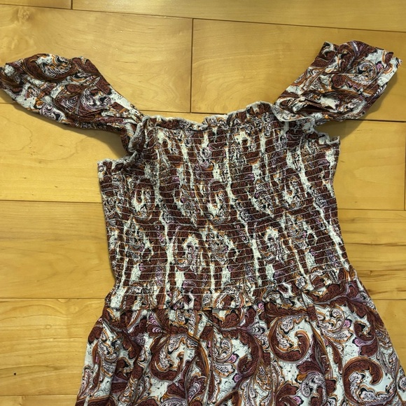 THML Paisley Midi Dress Brown White Womens Size Small New With Tag Bohemian Boho - Picture 4 of 6